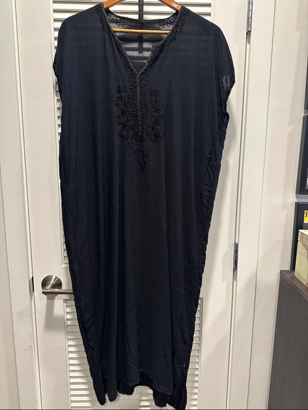 Black Embroidered Caftan Dress